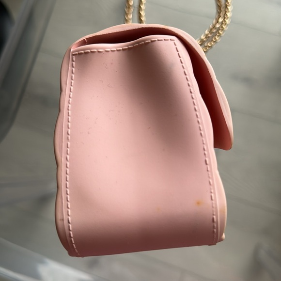 Quilted Pink Jelly Purse with Gold Chain Strap - Picture 5 of 12